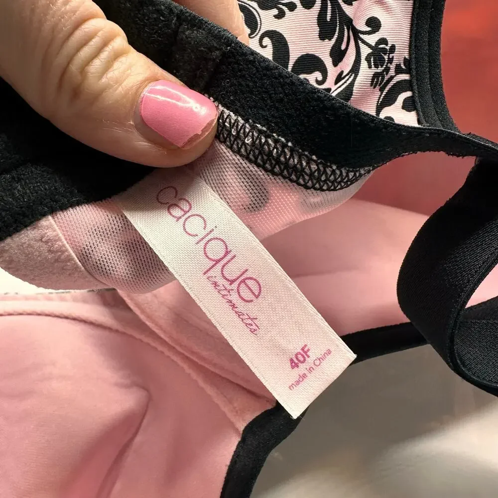 Full Fugure Cacique Lane Bryant pink Baroque Bra Size 40F - Picture 3 of 7